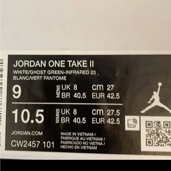 New in box Mens Nike Jordan One Take II White ghost green Infrared 23 - Picture 9 of 12